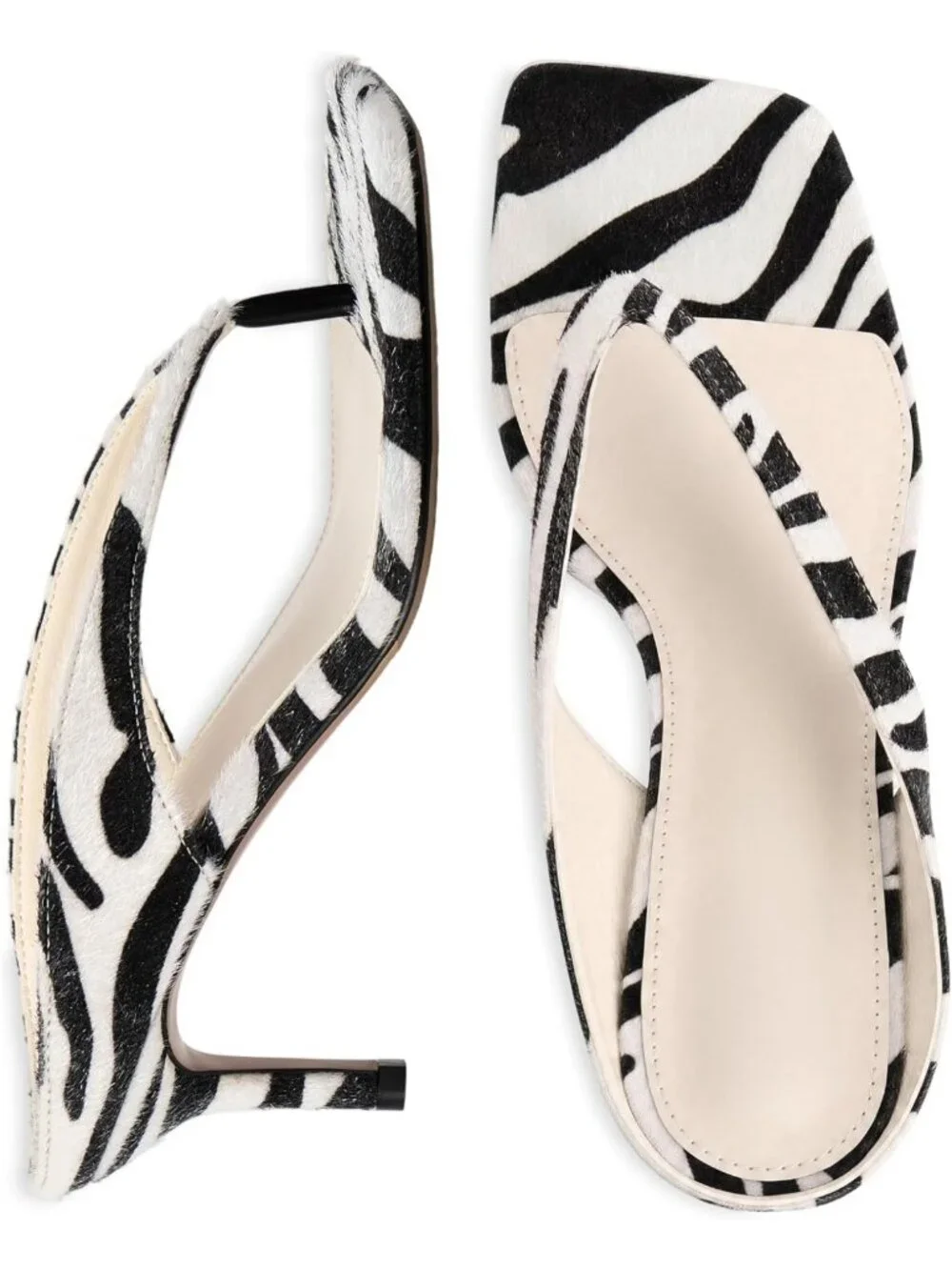 Stylish Thong Kitten Heels for Women - Square Toe Slip-On Low Heel Sandals